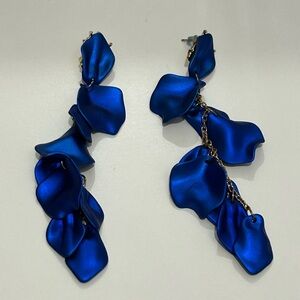 New blue iridescent statement earrings